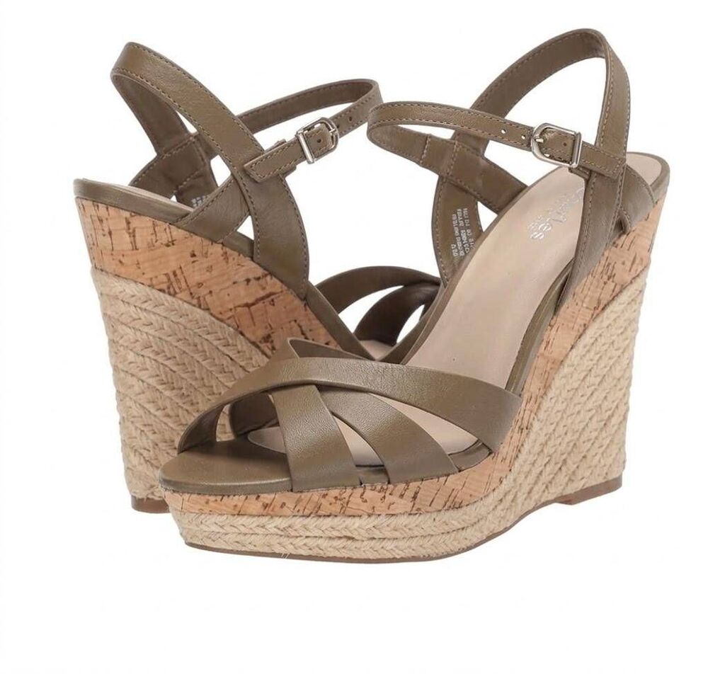 CHARLES BY CHARLES DAVID Astro Brown Leather Strappy Wedge Sandal Size 10M